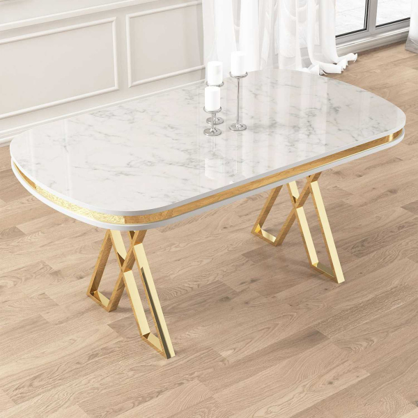 Table de repas ovale pieds en croix Zae - HANAH HOME