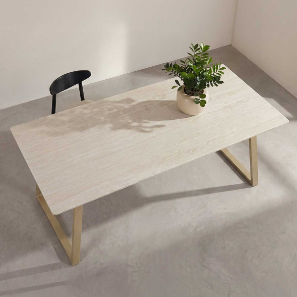 Table de repas 200 x 90 cm en pierre frittée Estelle - 589