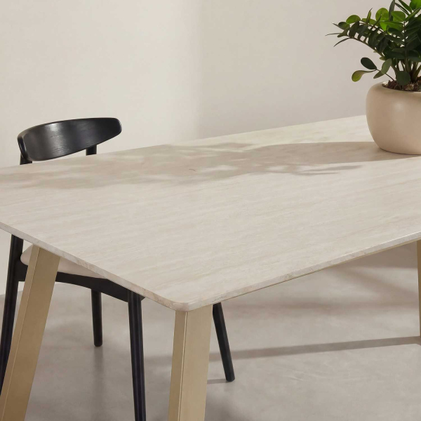 Table de repas 200 x 90 cm en pierre frittée Estelle - 5