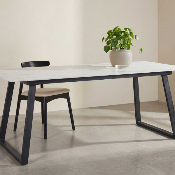 Table de repas 200 x 90 cm en pierre frittée Estelle - VENTURE HOME