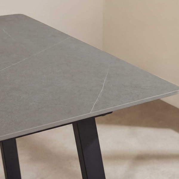 Table de repas 200 x 90 cm en pierre frittée Estelle - 5