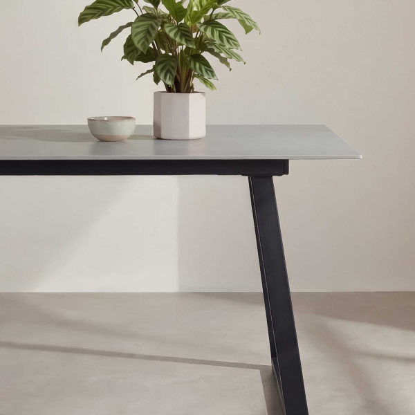 Table de repas 200 x 90 cm en pierre frittée Estelle - 6