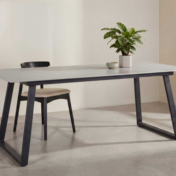 Table de repas 200 x 90 cm en pierre frittée Estelle - VENTURE HOME