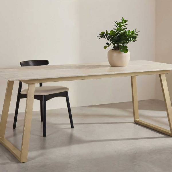 Table de repas 200 x 90 cm en pierre frittée Estelle - VENTURE HOME