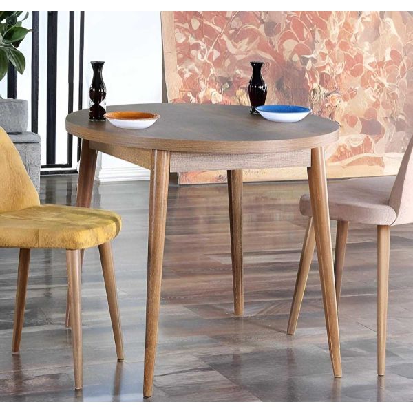 Table de repas ronde 90 cm en aggloméré Stil Barok - HANAH HOME