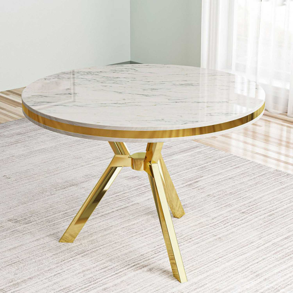 Table de repas ronde pieds métal Mos - HANAH HOME