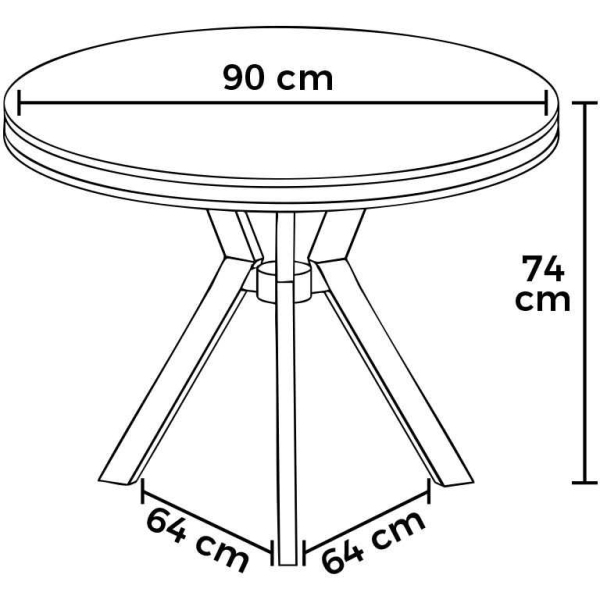 Table de repas ronde pieds métal Mos - ASI-2067
