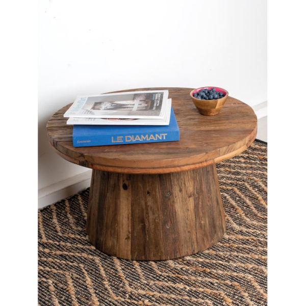 Table basse ronde en bois recyclé REWOOD - AUBRY GASPARD