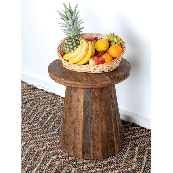 Table basse ronde en bois recyclé REWOOD - AUBRY GASPARD