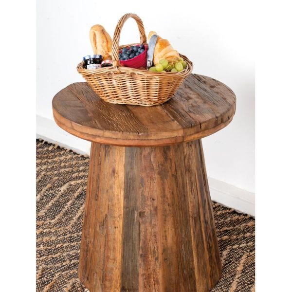 Table basse ronde en bois recyclé REWOOD - 5