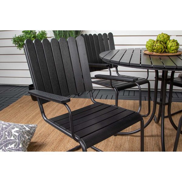 Table ronde et 4 chaises de jardin en acier et aintwood Holmsund - 649