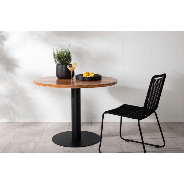 Table ronde de jardin 100 cm en acier et acacia cot