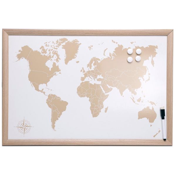 Tableau carte du monde magnétique avec feutre marqueur