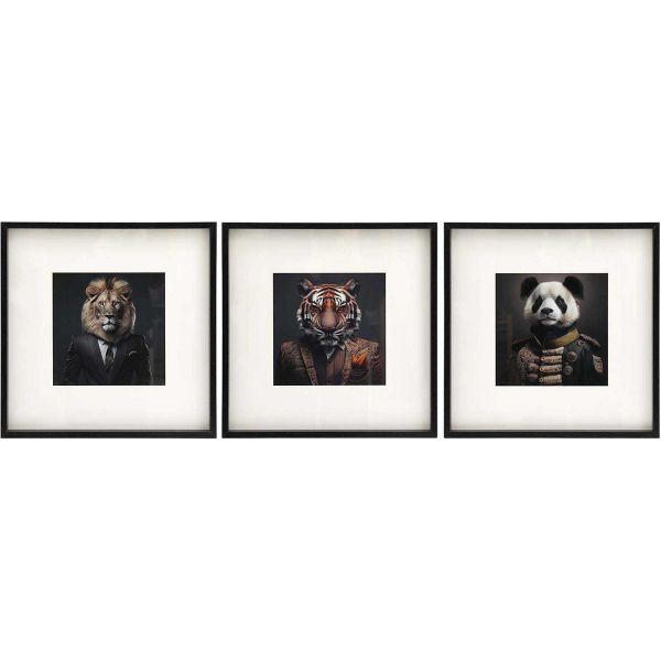 Tableau décoratif Animal head 40 x 40 cm (Lot de 3)