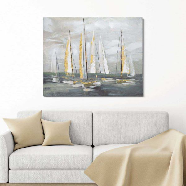 Tableau décoratif Gold boat 100 x 2.8 x 80 cm - MAURO FERRETTI