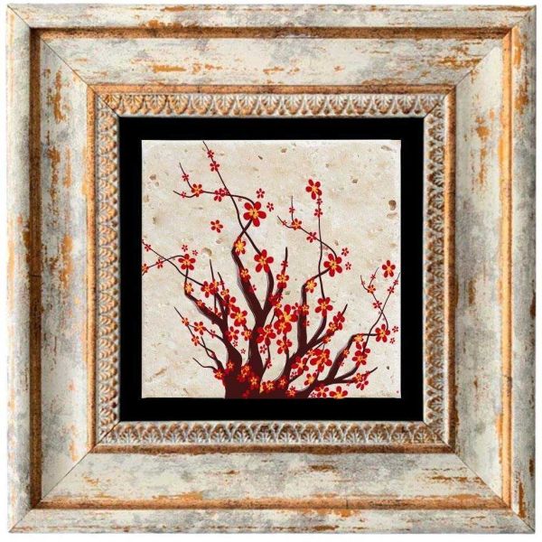 Tableau décoratif en bois et métal 20 x 20 cm