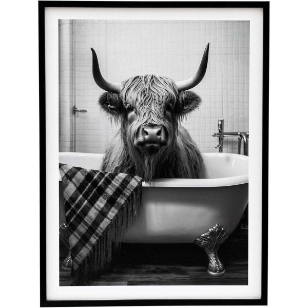 Tableau décoratif noir et blanc Cow bath