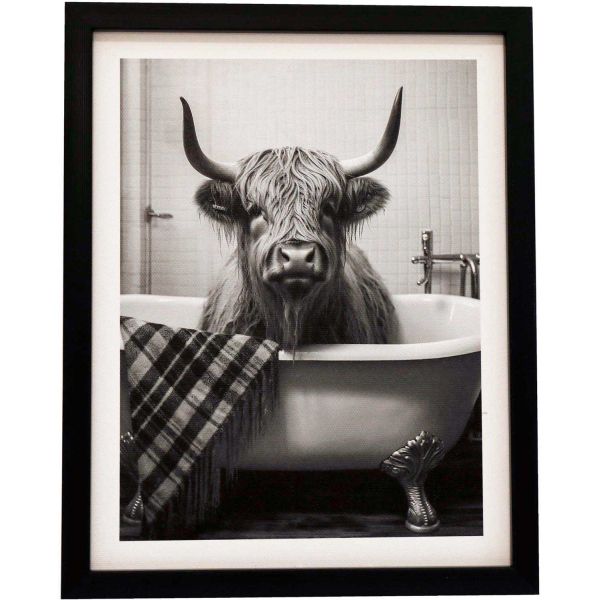 Tableau décoratif noir et blanc Cow bath
