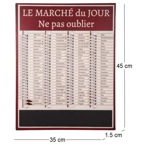 Tableau liste de courses Marché du jour - ANT-0551
