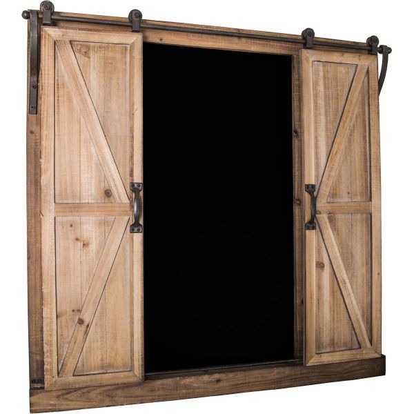 Tableau noir avec 2 volets roulants en bois 80.5 x 80.5 cm