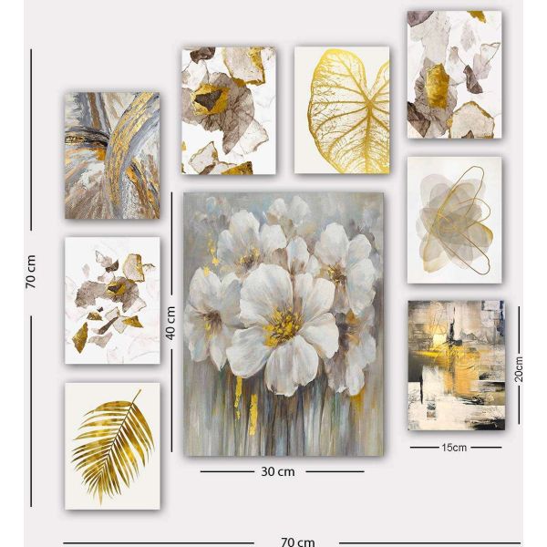 Tableau 9 parties Flowers 70 x 70 cm - ASI-0124