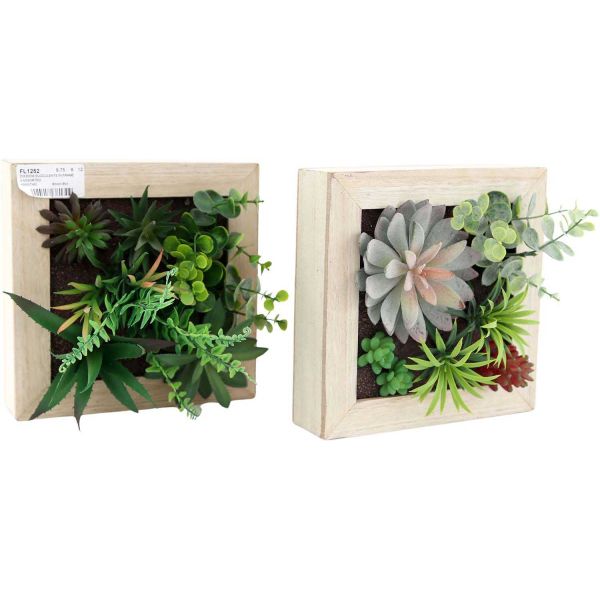 Tableau avec succulente artificielle (Lot de 2)