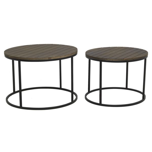Tables basses en métal et bois (Lot de 2)
