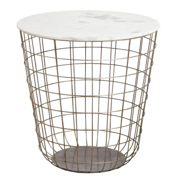 Tables en métal doré antique et marbre (Lot de 2) - AUB-2977