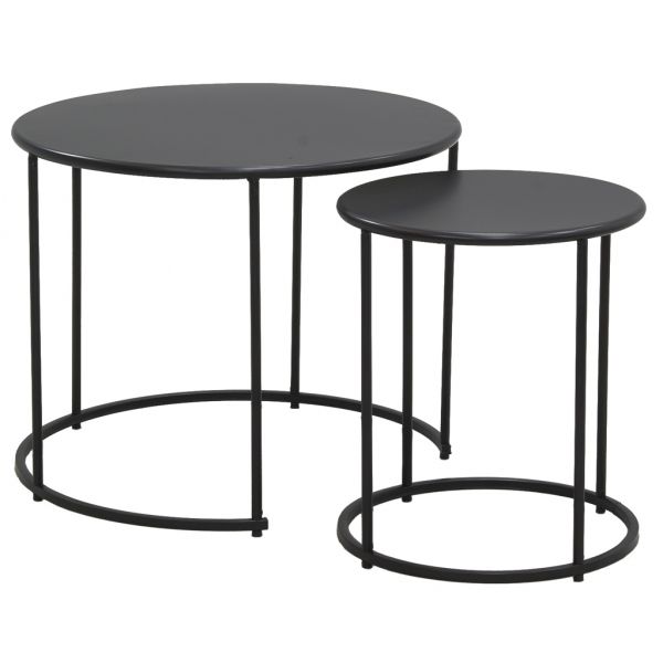 Tables basses en métal teinté noir (Lot de 2)