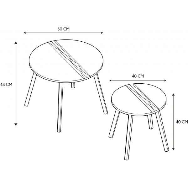 Tables gigognes bicolores Relief (Lot de 2) - CMP-3565