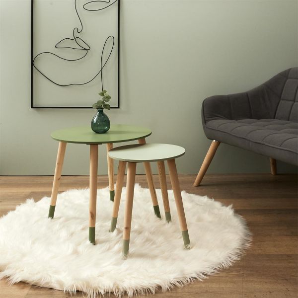 Tables gigognes bicolores Scandi (Lot de 2) - THE HOME DECO FACTORY