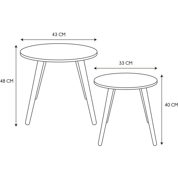 Tables gigognes bicolores Scandi (Lot de 2) - CMP-3568