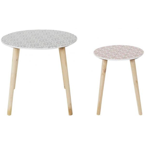 Tables gigognes en bois Patio (Lot de 2) - CMP-3962