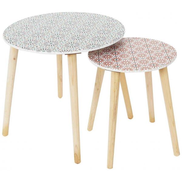 Tables gigognes en bois Patio (Lot de 2)