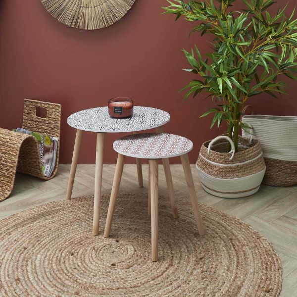 Tables gigognes en bois Patio (Lot de 2) - THE HOME DECO FACTORY