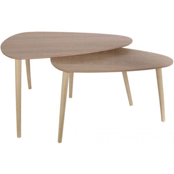 Tables gigognes en bois galet (Lot de 2)