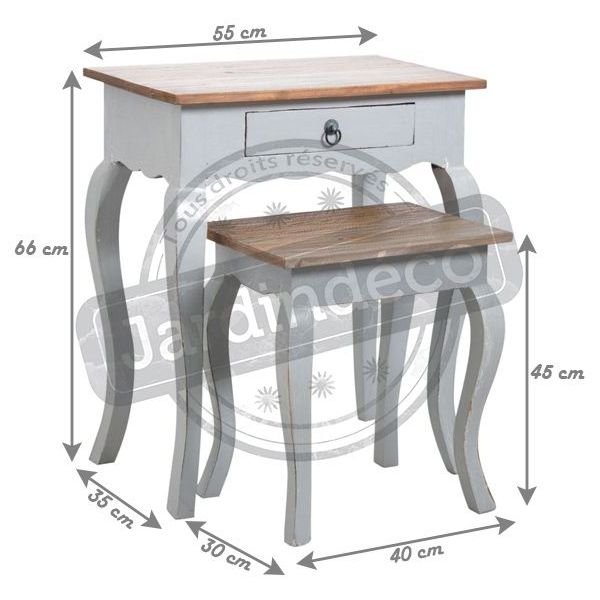 Tables gigognes en bois gris antique - AUBRY GASPARD
