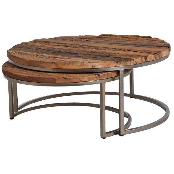 Tables gigognes en bois massif et acier (Lot de 2) - AUBRY GASPARD