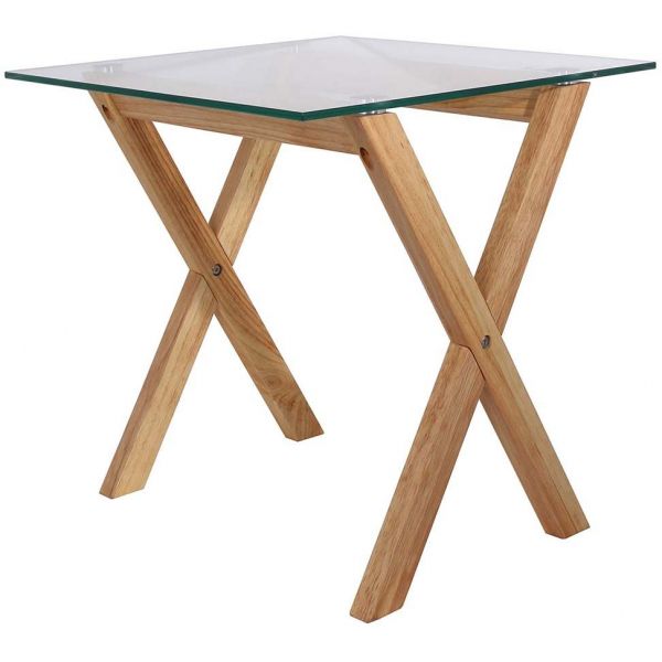Tables gigognes carrées plateaux en verre trempé (Lot de 2) - CMP-0802