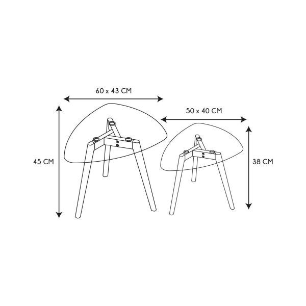 Tables gigognes galets plateaux en verre trempé (Lot de 2) - CMP-0843