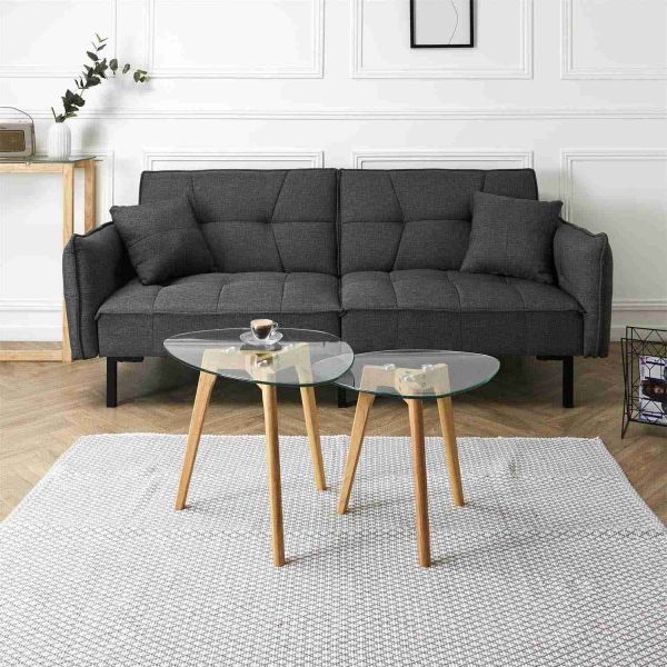 Tables gigognes galets plateaux en verre trempé (Lot de 2) - THE HOME DECO FACTORY