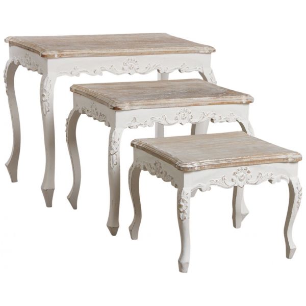 Tables gigognes en manguier blanc (Lot de 3) - AUB-3215