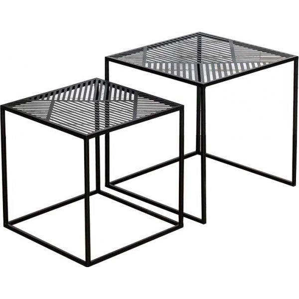 Tables gigognes en métal carrées (Lot de 2)