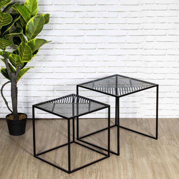 Tables gigognes en métal carrées (Lot de 2) - THE HOME DECO FACTORY