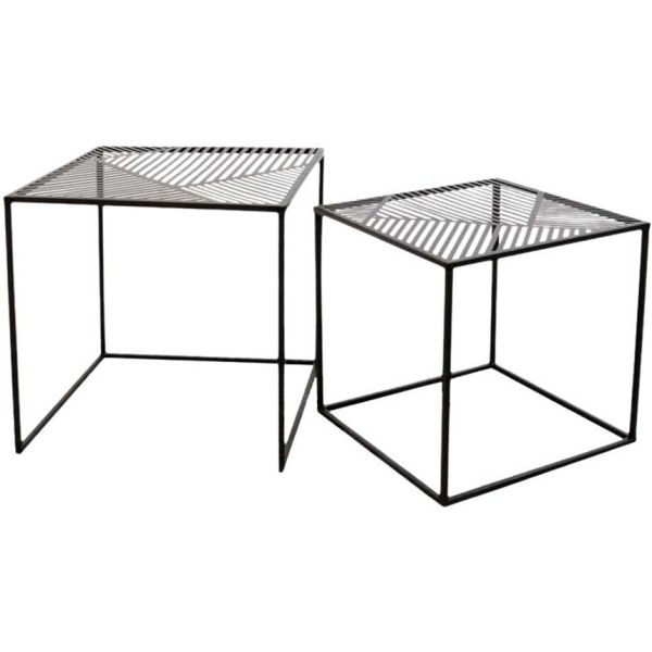Tables gigognes en métal carrées (Lot de 2) - CMP-2325