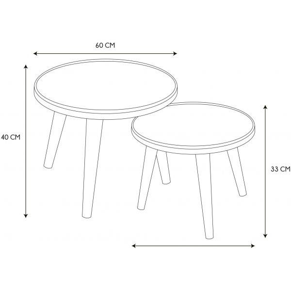 Tables gigognes en pin Felix (Lot de 2) - CMP-3599