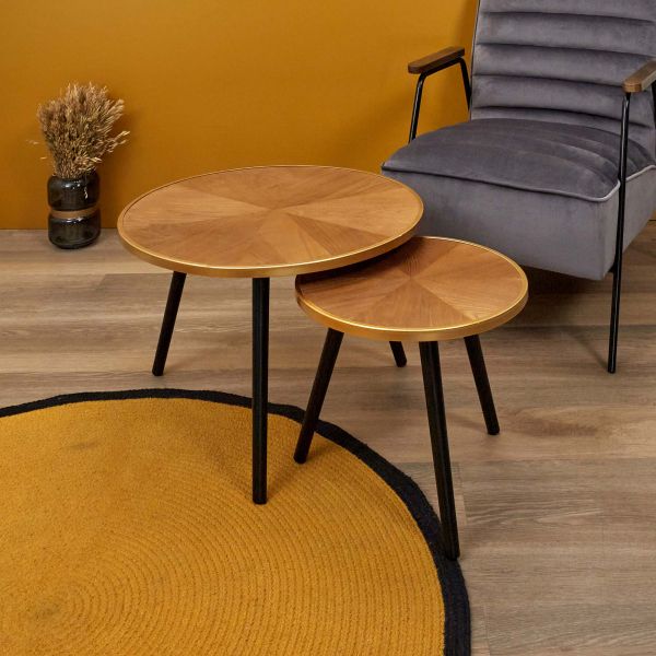 Tables gigognes en pin Felix (Lot de 2) - THE HOME DECO FACTORY