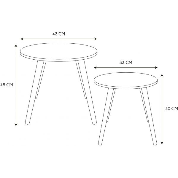 Tables gigognes en pin Mirage (Lot de 2) - CMP-3560
