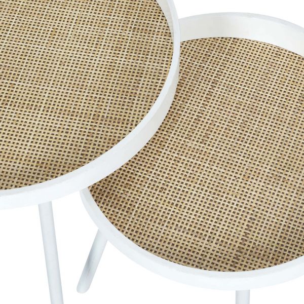 Tables gigognes plateau en rotin Reed (Lot de 2) - 59,90