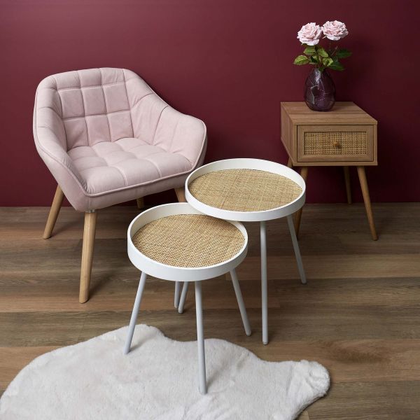 Tables gigognes plateau en rotin Reed (Lot de 2) - THE HOME DECO FACTORY